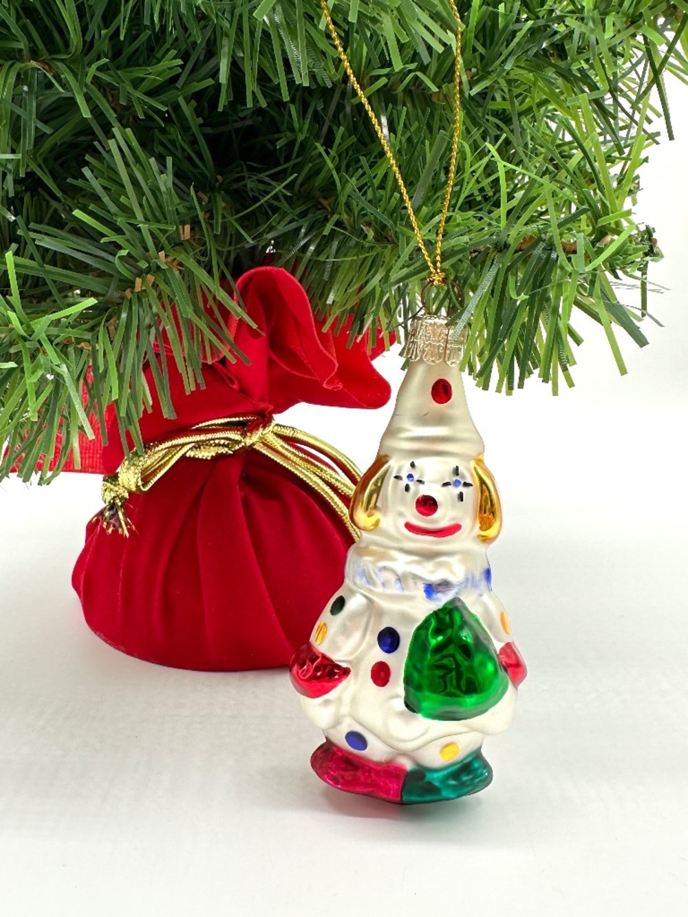 VTG Clown Hand-Blown Mercury Glass Christmas Ornament Czech Republic 4.5"